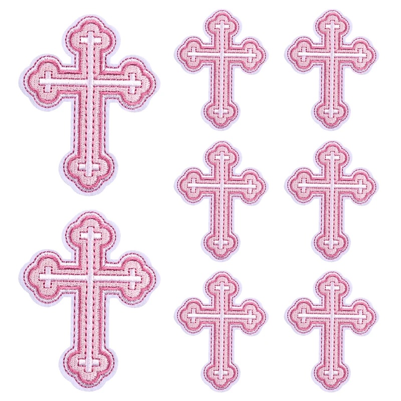 10 PCS Cartoon Pink Embroidered Patches DIY Cherry Cake Flower Butterfly Bow Iron On Patches For Clothing Thermoadhesive Patches