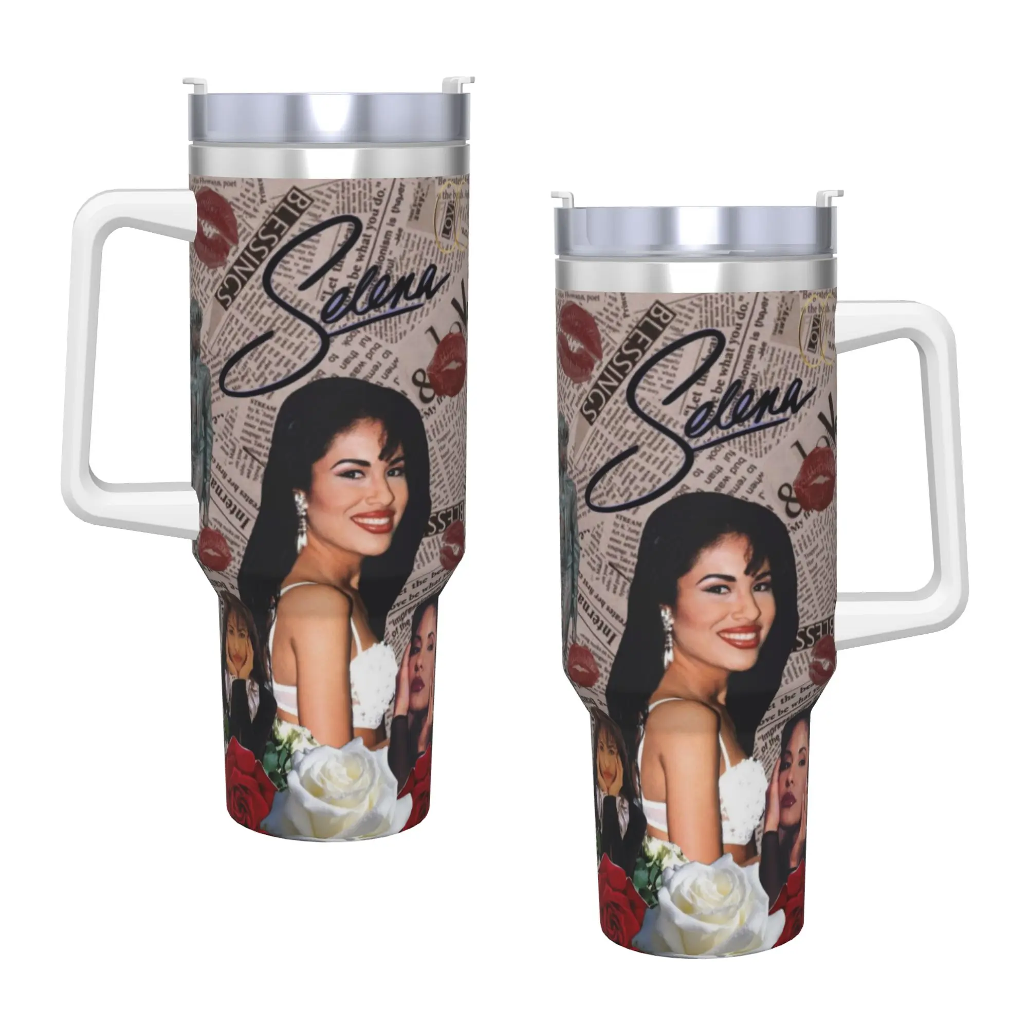Caneca Grande de Capacidade para Bebidas Frias com Canudo, Estilo Singer Selena Gomez, I Said I Love You First, Garrafa de Água para Viagem, Mantém o Calor