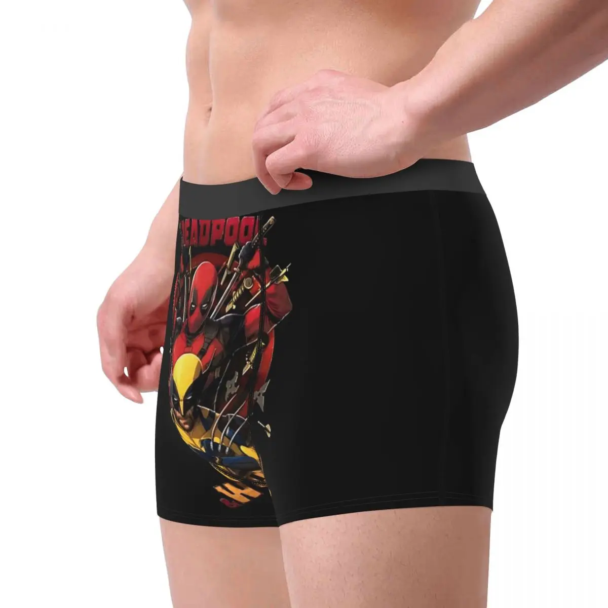 Custom D & W Deadpool Superhero Underwear Male Printed Boxer Shorts Panties Briefs Soft Underpants