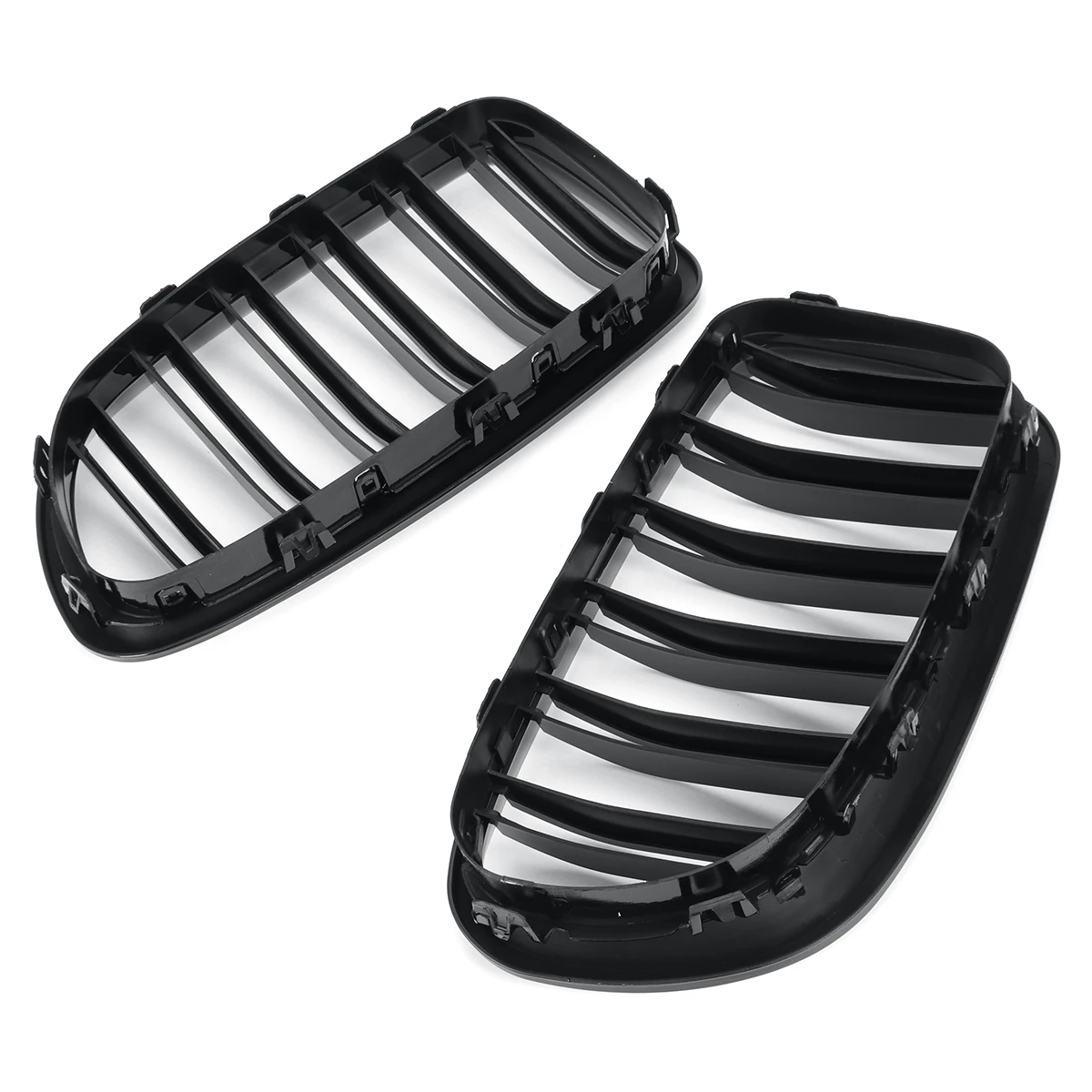Glossy Black Front Kidney Double Slat Grill Grille For BMW 5 Series F10 F11 F18 2010-2017 Dual Line Racing Grills