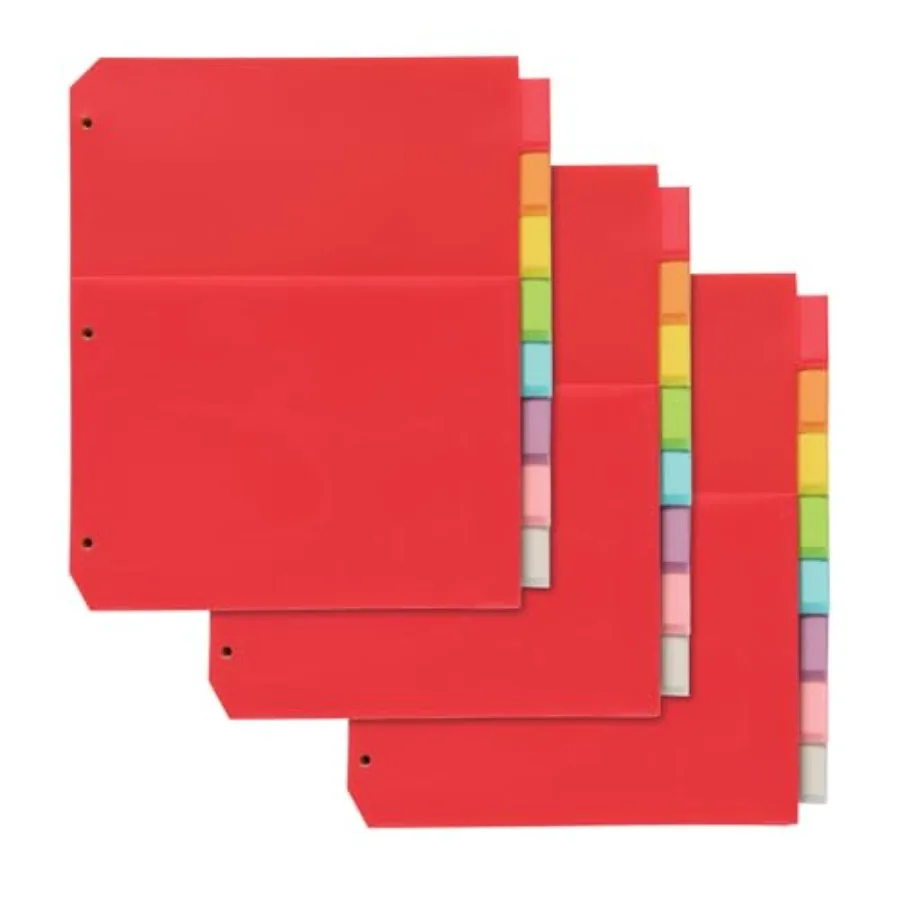 Durable Poly Binder Dividers with Double Pockets
