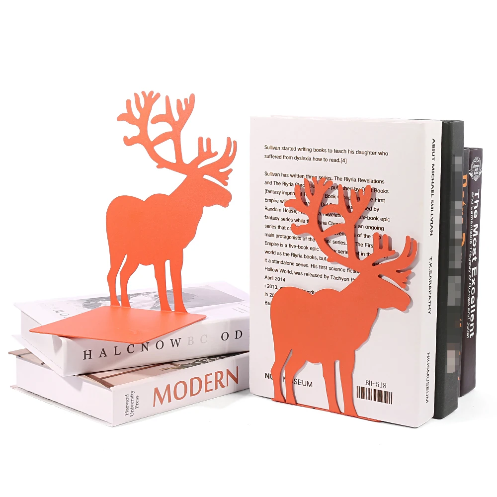 Imagem -04 - Orange Deer Iron Book Termina Stand Book Organizer Book Rack Prateleira Office Desktop Casa