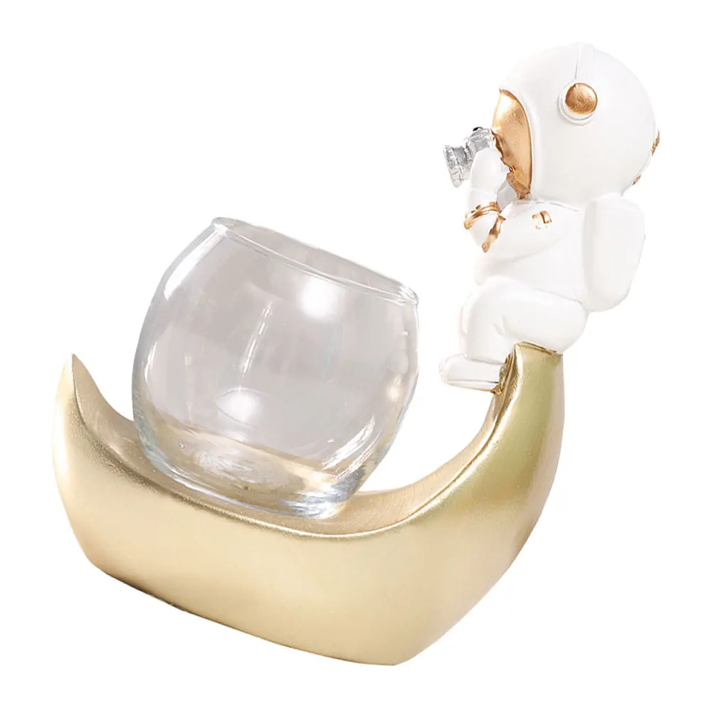 

Astronaut Hydroponic Vase Glass Plant Container Desk Adornment Office Flowerpot Resin Material Long Lasting Design