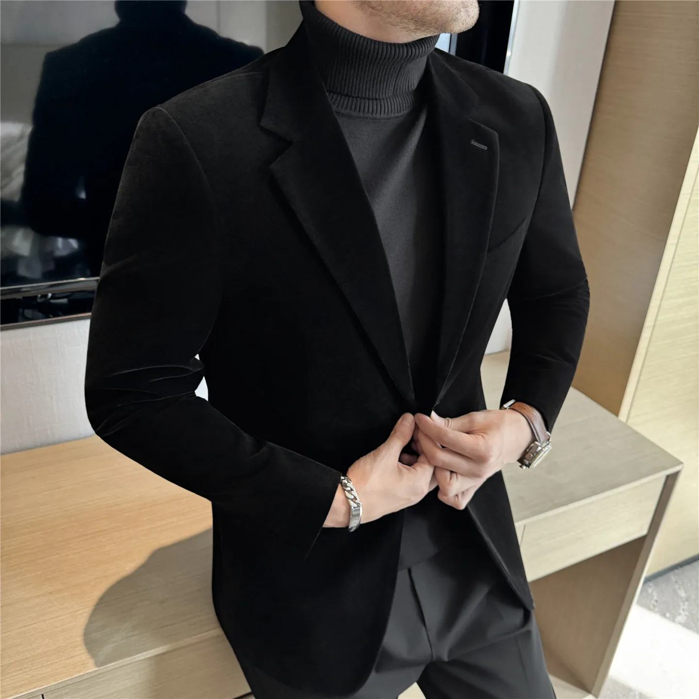 

Autumn Winter Thick Velvet Suit Jacket for Men's Wedding Groom Suit Men Blazers High-quality Party Banquet Formal Suit Jackets