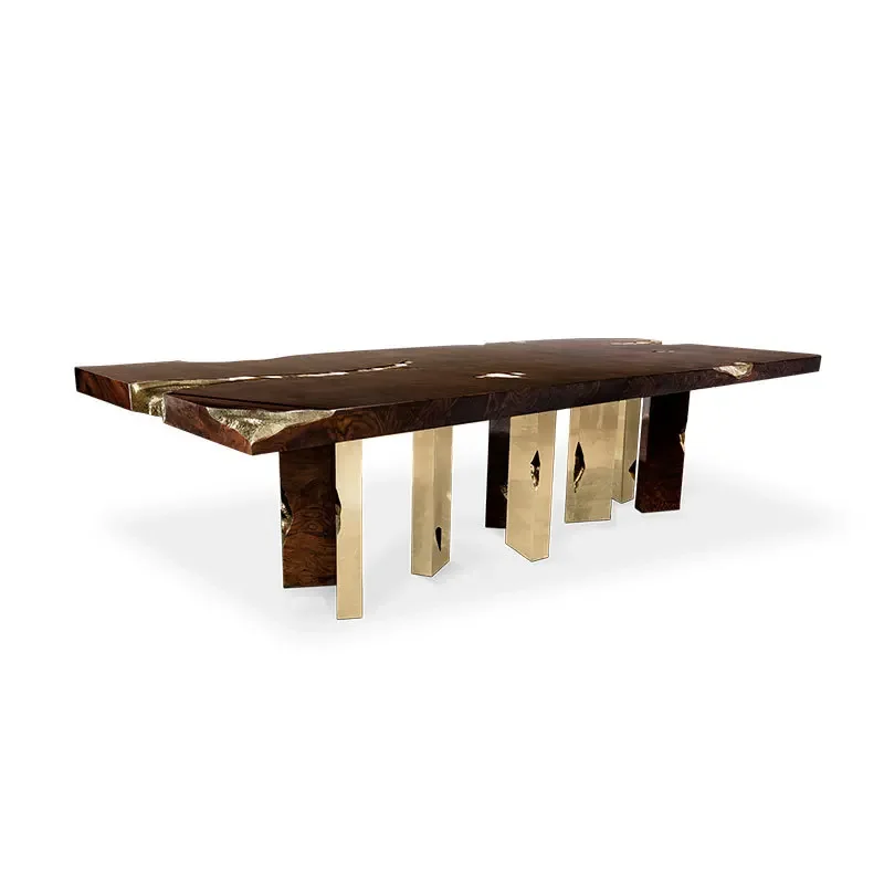 Light luxury modern designer luxury high-end restaurant stainless steel dining table
