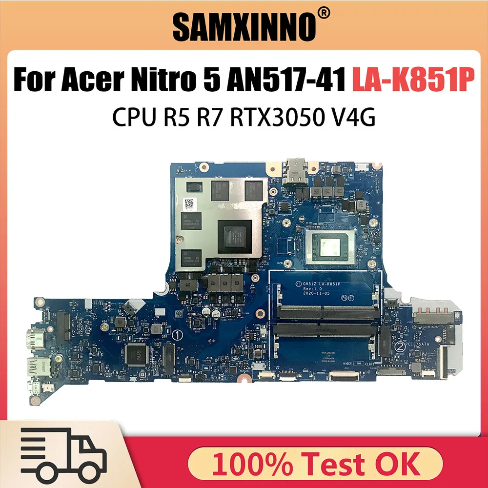 

GH51Z LA-K851P Motherboard For ACER AN517-41 Laptop Mainboard With R5-5600H R7-5800H CPU RTX3050 V4G DDR4 Fully Tested