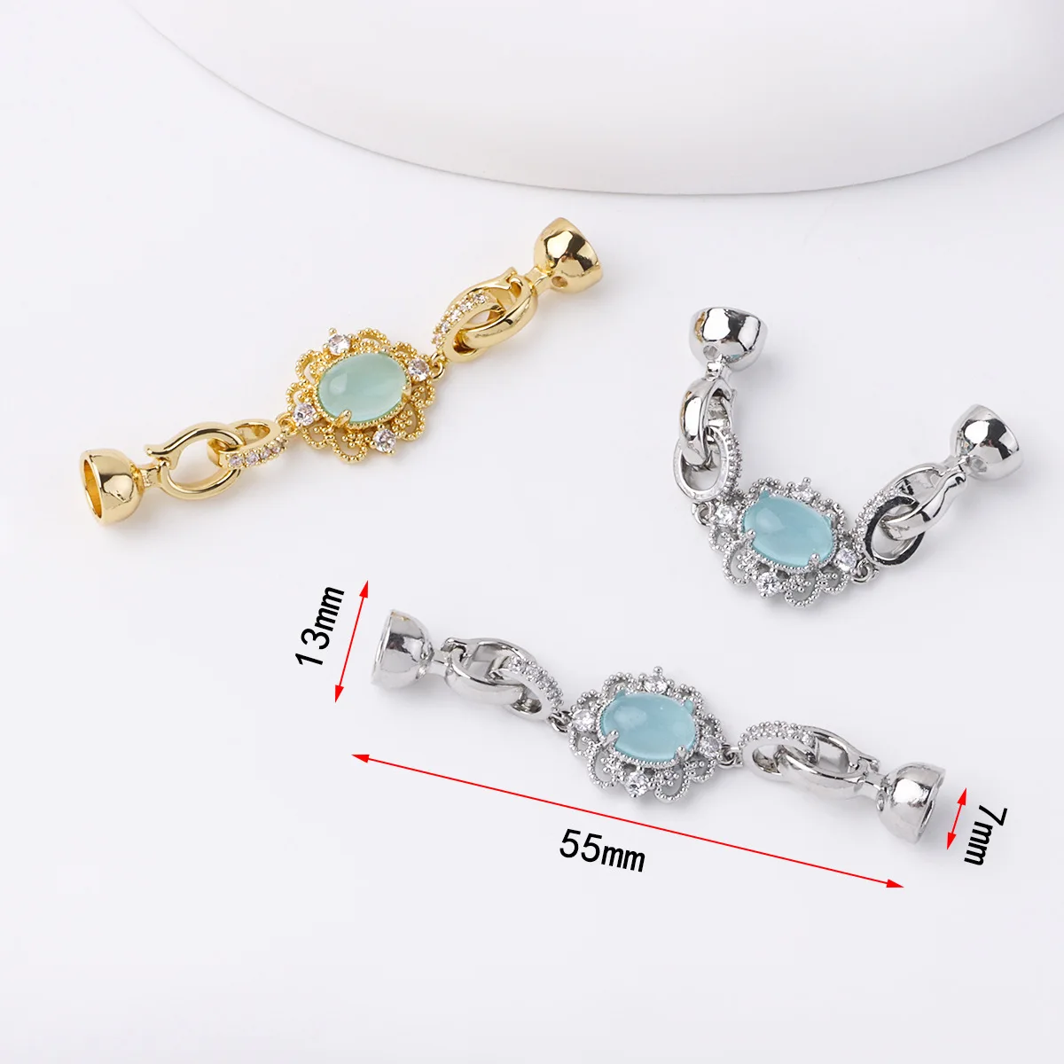 1 Piece Copper Gold-plated Zircon Retro Oval Pearl Buckle Necklace Bracelet Connecting Buckle DIY Handmade Jewelry Accessories