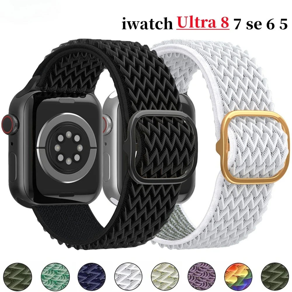 Strap For Apple Watch Band 44mm 49mm 45mm 42mm 41mm 38mm 40mm Adjustable Elastic bracelet iwatch series 8 SE 7 6 5 4 Ultra 49 mm