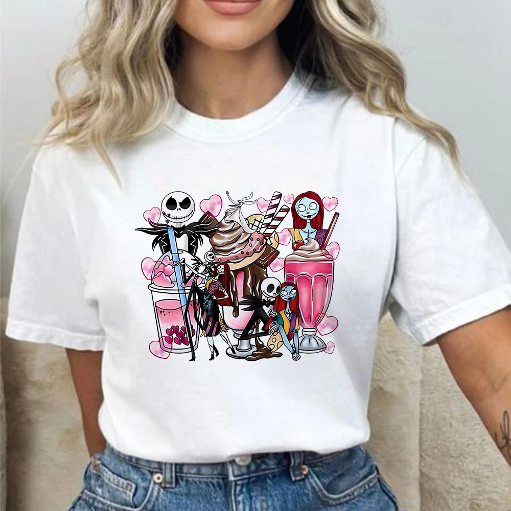 

The Nightmare Before Christmas Print T Shirt Women Tees Harajuku Femme Tshirt Casual Tops Tee Personality Tshirt Cotton Clothe