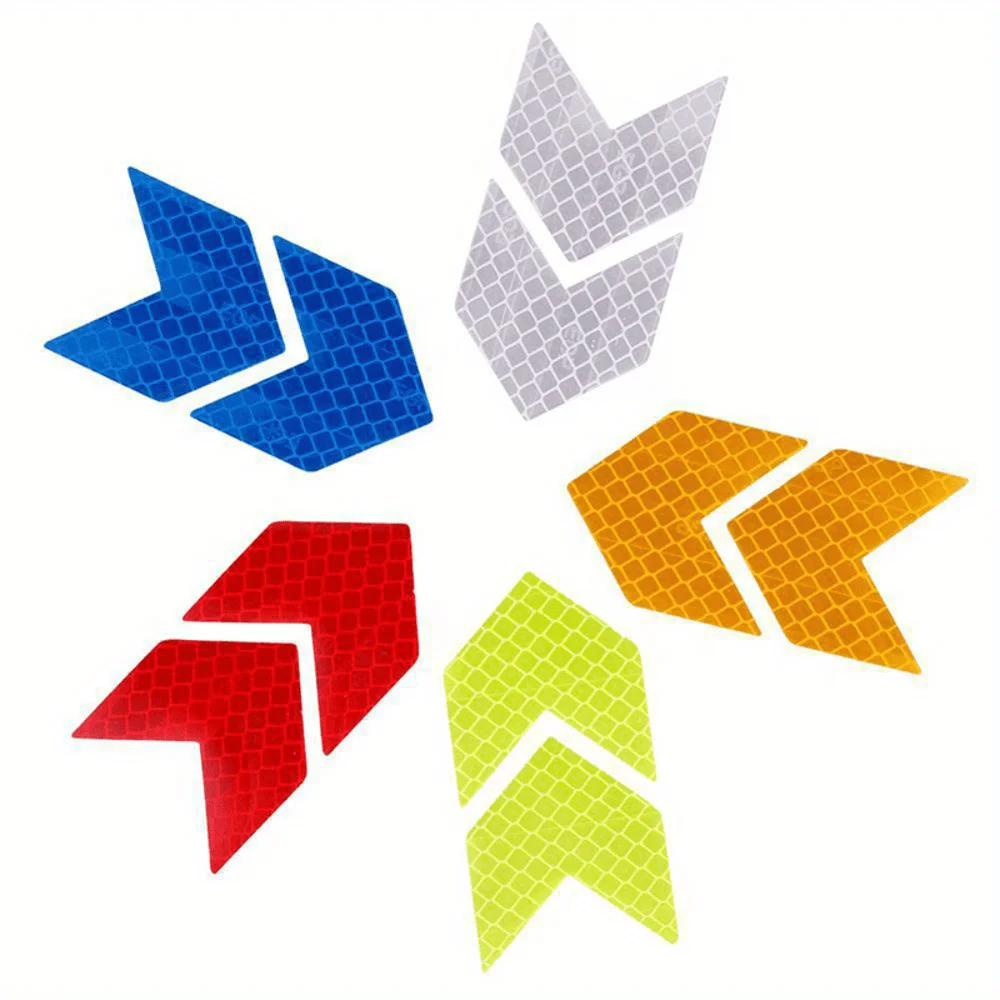 12 Pcs/Set Reflective Arrow Sign Tape Warning Safety Sticker for Car Bumper Trunk Reflector Hazard Tape Motorcycle Accessories