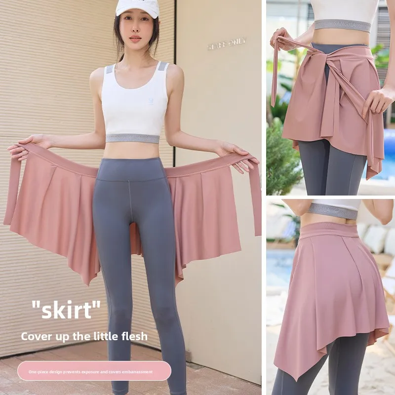 

Модные спортивные штаны для йоги, юбка, накидка, фартук для фитнеса, чехол для ягодиц, предотвращает экспозицию, предотвращает смусть