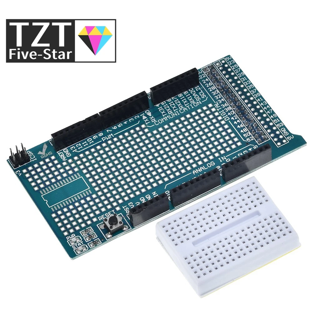 MEGA 2560 R3 Proto Prototype Shield V3.0 Expansion Development Board + Mini PCB Breadboard 170 Tie Points for arduino DIY