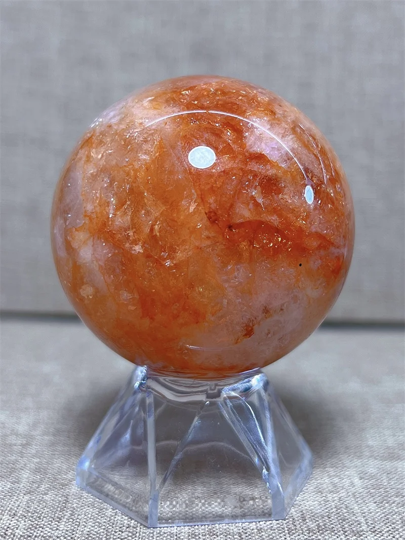 

Natura Crystal Fire Quartz SPhere With Rain Bow Free Form Carving Reiki Healing Stone Home Decoration Exquisite Gift