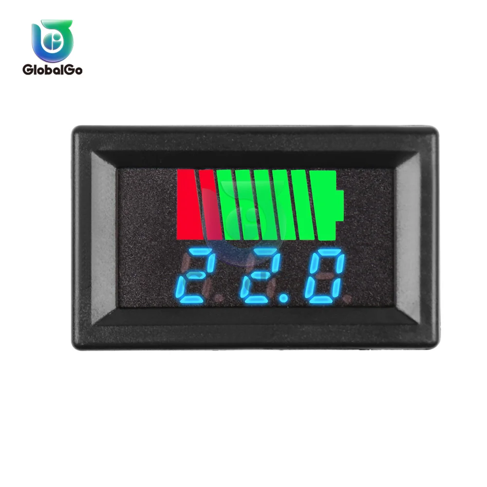 Car Battery Charge Level Indicator 12V 24V 36V 48V 60V 72V Lithium Battery Capacity Meter Test Display LED Tester Voltmeter