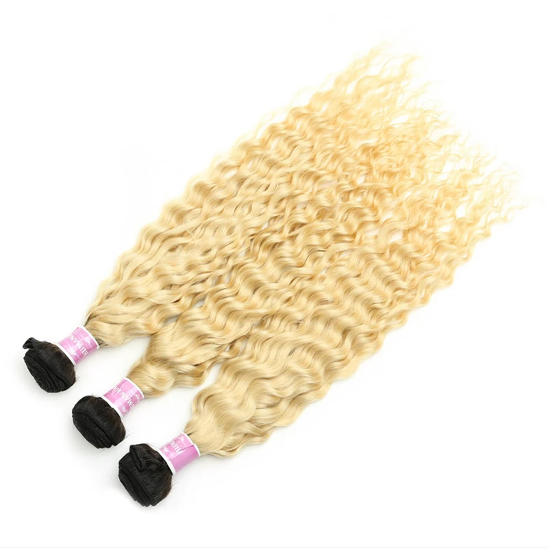 Diva Me 1B 613 Blonde Ombre Deep Wave Bundles mit Verschluss 8–30 Zoll brasilianisches Remy Haar 2 3 4 Bundles mit 4x4 Spitzenverschluss – Detail 9