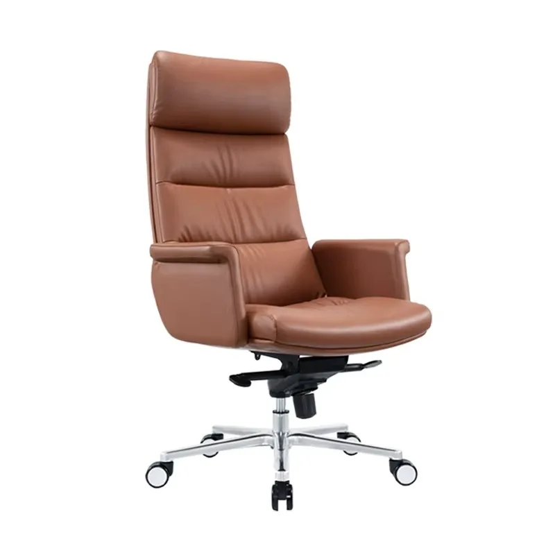 High-back Executive Office Chair with PU Leather Surface Waterproof and Stain-resistant Segmented Backrest Smooth Height