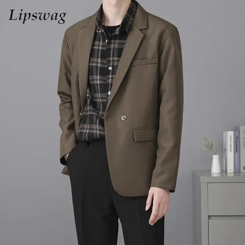 

Vintage Mens Turn-down Collar Jacket Coats 2025 Autumn Daily Casual Long Sleeve Button-up Cardigans Men's Clothing Fashion Coat