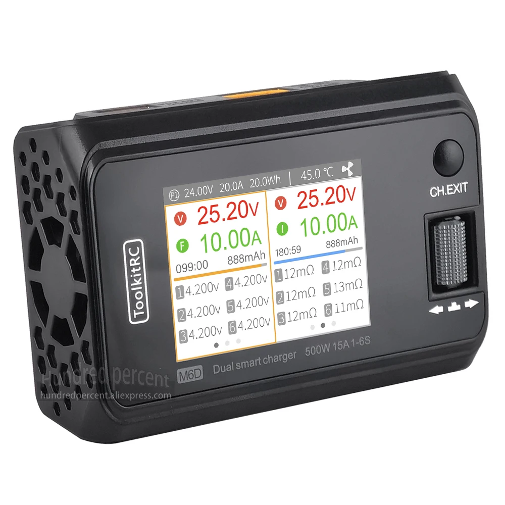 ToolkitRC M6D V3 Charger Black DC 500W Intelligent Dual Channel 1S 2S 3S 4S 5S 6S Toy Model Car Lithium Battery Fast Charging image 5