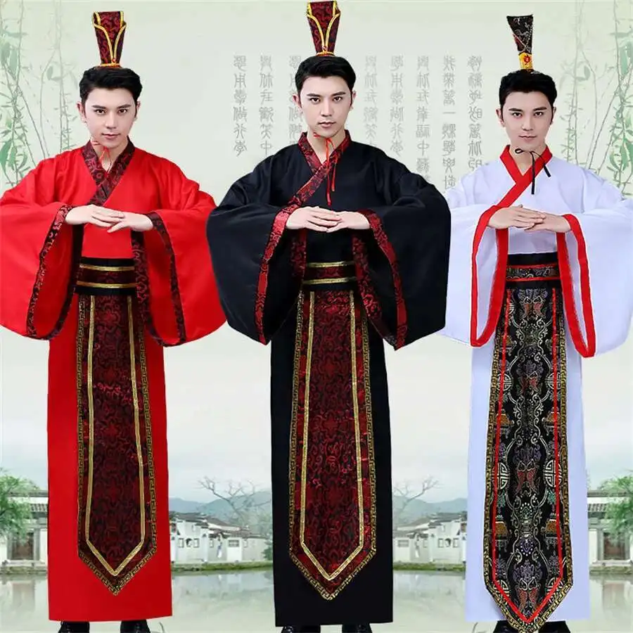 Herren Hanfu Kleidung Neujahr Orientalische Antike Aufführung Bühnenkostüme Volkstanz Kostüme Han-Dynastie Cosplay Roben Chinesische Traditionelle Kleidung