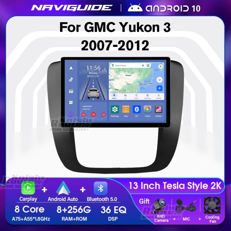 NAVIGUIDE 13 Inch 1920*1200 Car Radio For GMC Yukon 2008-2012 Android 10 Navigation GPS Multimedia Video Player Carplay Headunit