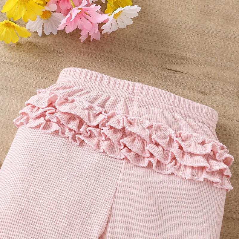 New Children\'s Pants Spring And Fall Girls Pants Baby Pink Lace Pants Cute Baby Pants 0-4y