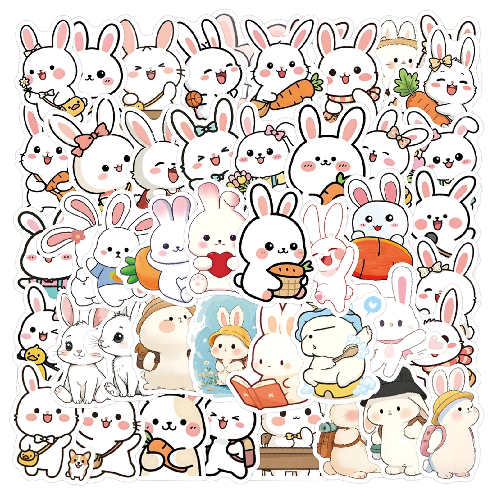 

10/60PCS New Cartoon Rabbit Animal Graffiti Sticker Personalized Decorative Scooter Trunk Guitar Waterproof Decal Kids Toy