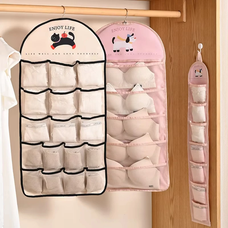 Storage Mesh Bag Underwear Socks Storage, Net Pocket Portable Multi-layer Storage Bag Lingerie Storage Hanging Bag