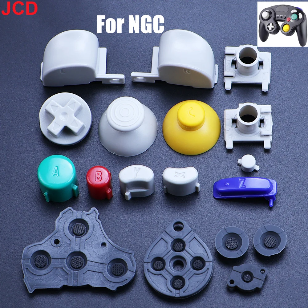 JCD Full Buttons For Gamecube L R Trigger Buttons D-Pad ABXY Buttons Rubber Conductive Mod Kit For Nintend NGC Gamepad Control