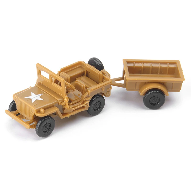 1:72 WWII Willys Jeep with Hanging Bucket 8cm Vehicle Assemble Car Model Metal Toy Car For Childen Gift Collection