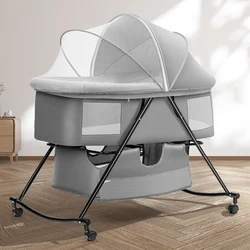 Crib Newborn Baby Foldable Portable Crib Multifunctional Mobile Crib Splicing Large Bed Removable Cradle