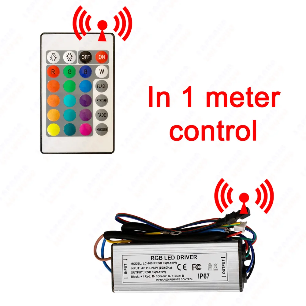 10W 20W 30W 50W 100W RGB LED Driver Waterproof IP67 Power Supply Adapter Transformer Infrared Remote Control AC85-265V