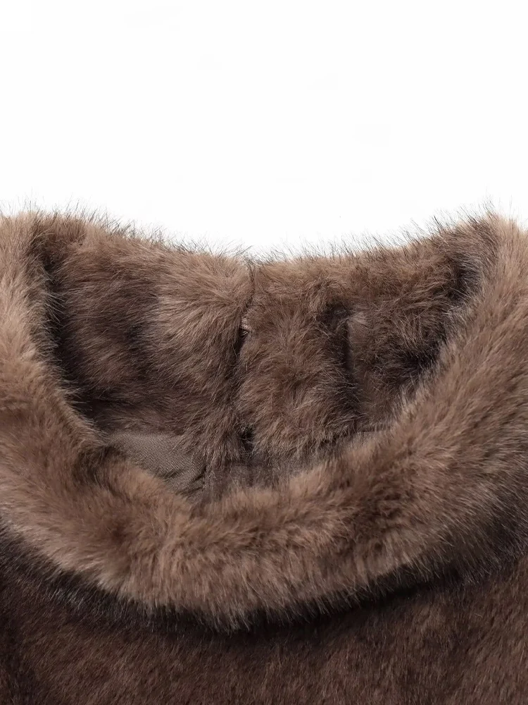 Europäischer und amerikanischer Stil Herbst neue Damen lässiges Temperament einfacher Kunstfell-Effekt ärmellos mit Gürteljacke