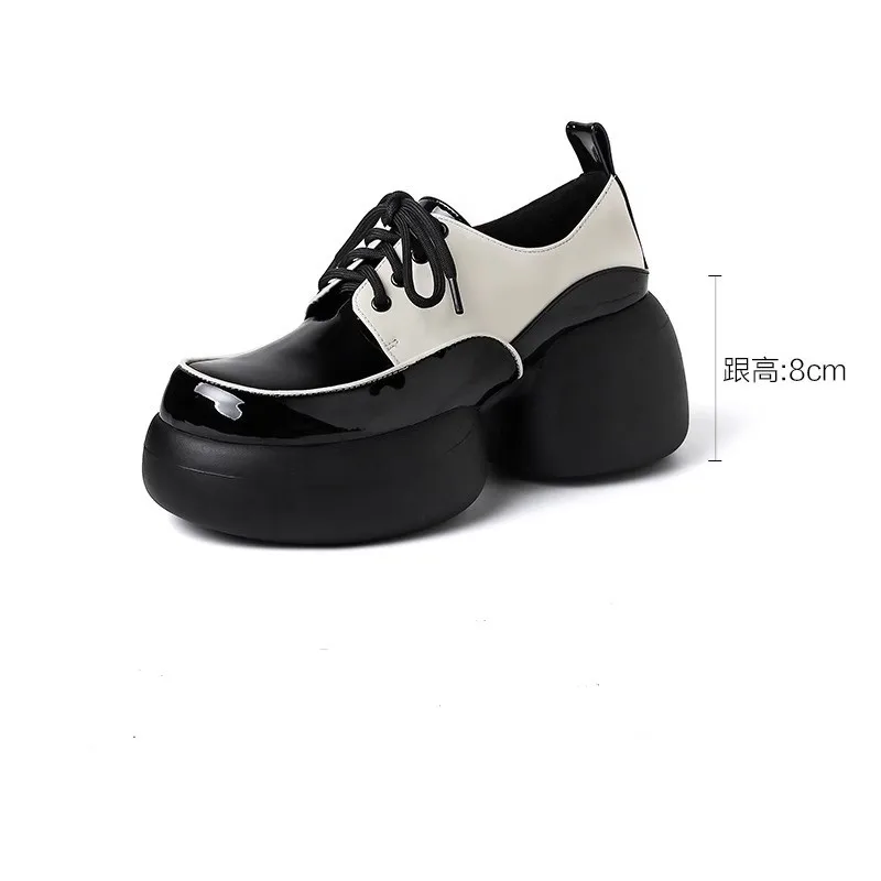 High Appearance Level Thick Bottom Lace-up Round Head Color Matching Fashion All Comfortable Non-slip Breathable Women's Shoes