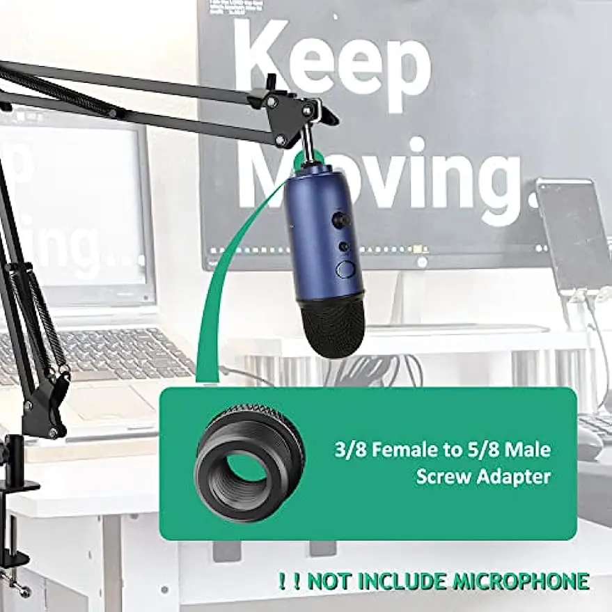 Mic Screw Adapter 3/8 Female to 5/8 Male, Metal Screw Thread Adapter for Blue Yeti X Snowball Mic Boom Arm Stand, 4 pcs