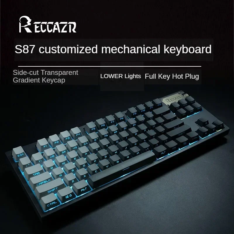 RECCAZR S87 Wireless Mechanical Keyboard Three Mode Hot-swappable Side-engraved Gasket Structure RGB Custom Gaming Keyboard