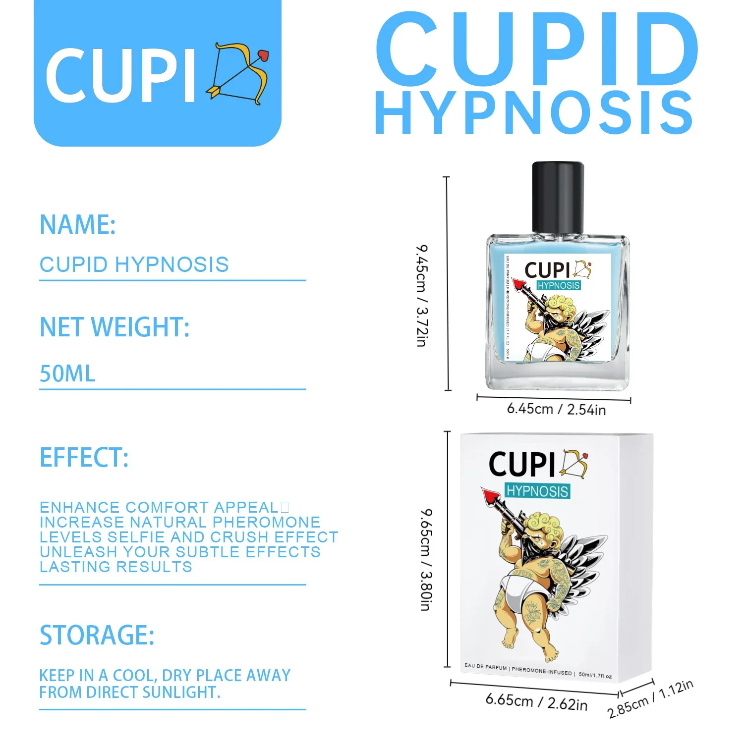 

50ML Attraction Pheromone Women's Men's Cupid Hypnotic Charm Perfume Charm Long-lasting Cologne Flirting Date Body Spray