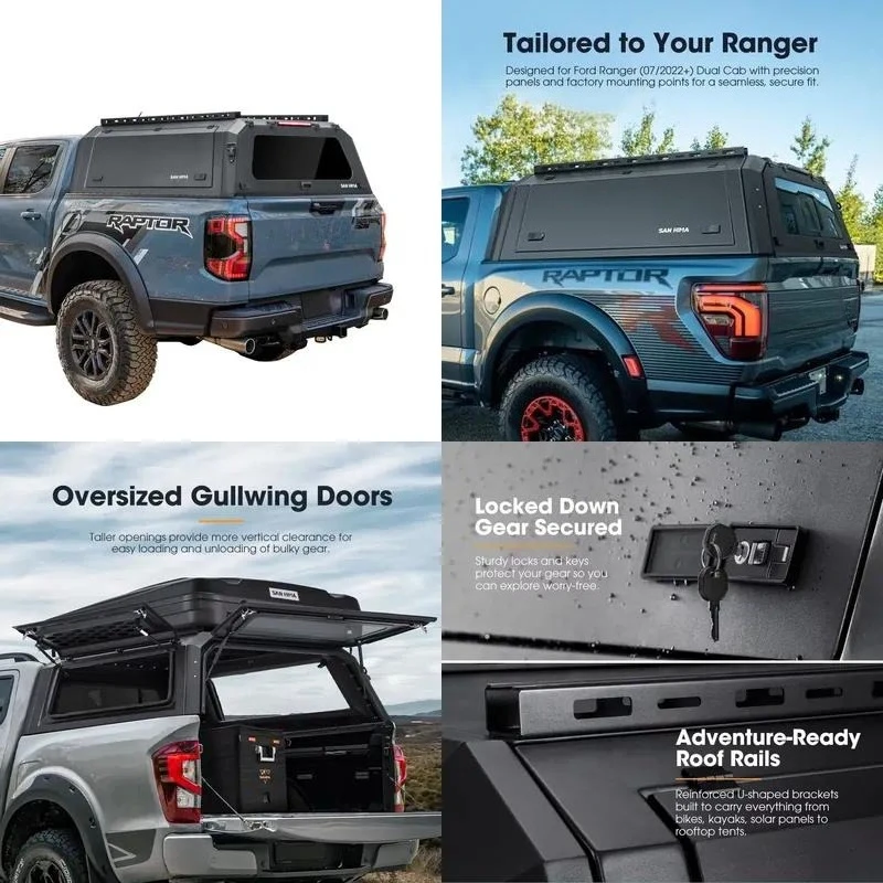 SAN HIMA 4x4 Waterproof  Steel Pickup Hardtop Topper Truck Ute Tub Canopy for Next-Gen Ranger 07/2022