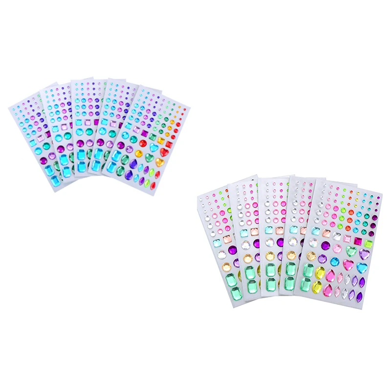 

Self-Adhesive Rhinestone Sticker Bling Craft Jewels Crystal Gem Stickers, Assorted Size, 5 Sheets