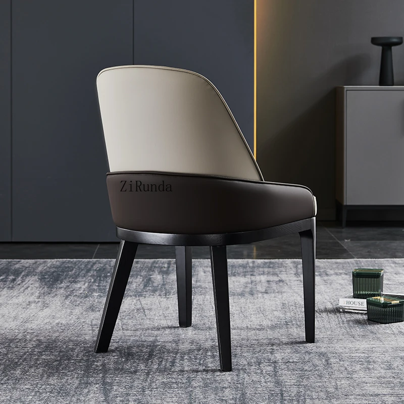   كرسي طعام إيطالي فاخر وخفيف الوزن وحديث وبسيط وسميك الساق مصنوع من الجلد ومسند ظهر مريح