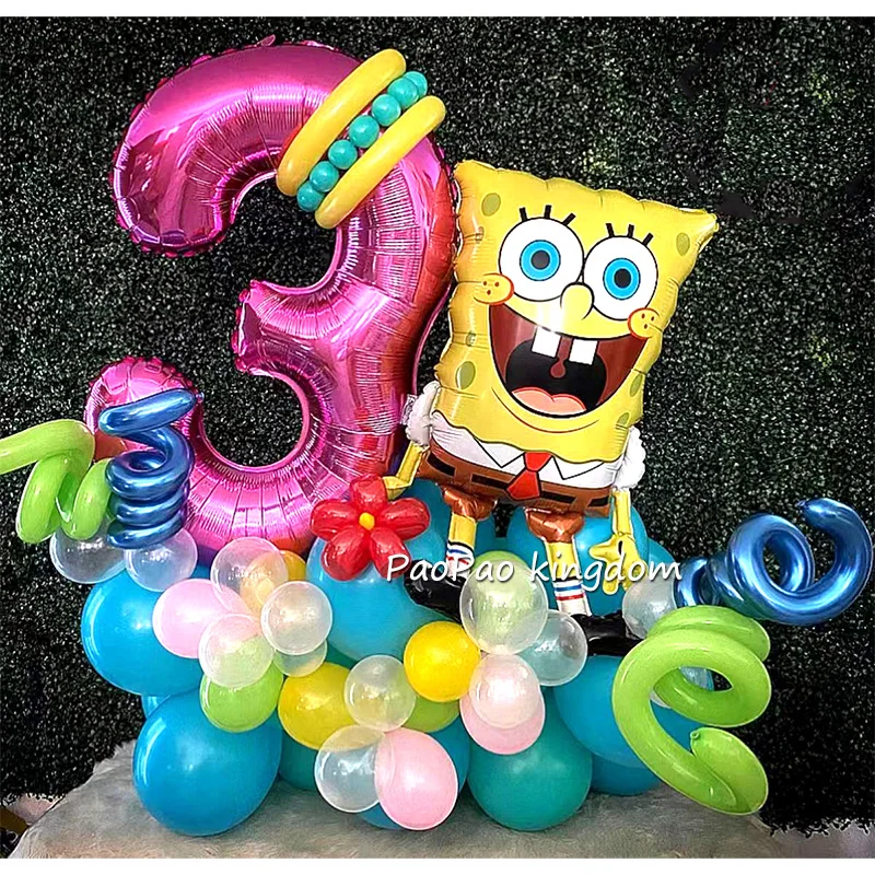 Cartoon SpongeBob Schwammkopf Themen-Folienballons-Set Kindergeburtstagsparty-Dekoration Kinderspielzeug Luftballons
