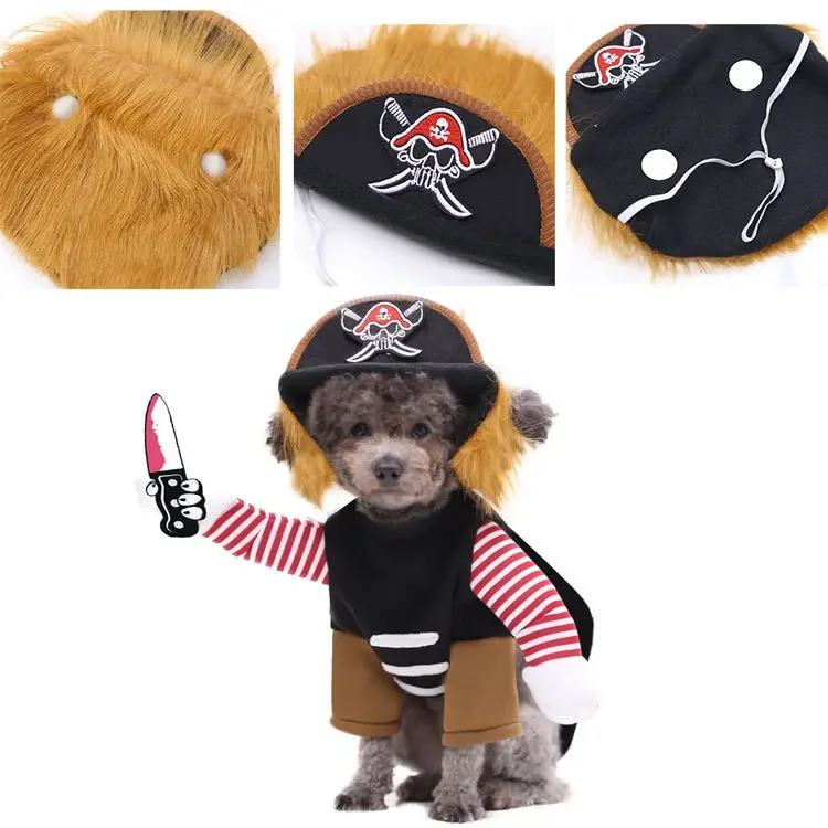 Halloween Pirate Pet Clothes Lovely Cat Kitten Puppy Dress Cute Cosplay Dogs Pet Chihuahua Costumes Dogs Halloween Clothes