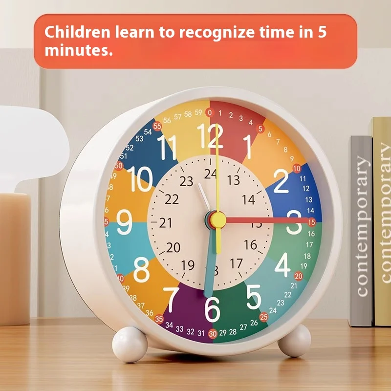 Metal Learning Clock for Kids, Silent Non Ticking Kids Room Wall Decor for Bedrooms Early Learning Alarm Clock for Students