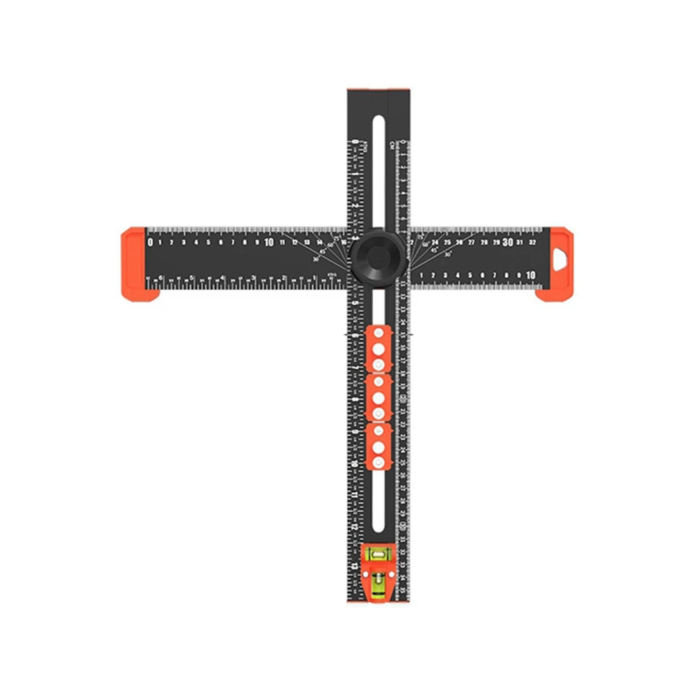 BAAU High Precision Angle Ruler Woodworking Scribe Drawing Marking Gauge Crossed-Cut T-Type Ruler Measuring Tools 35Cm
