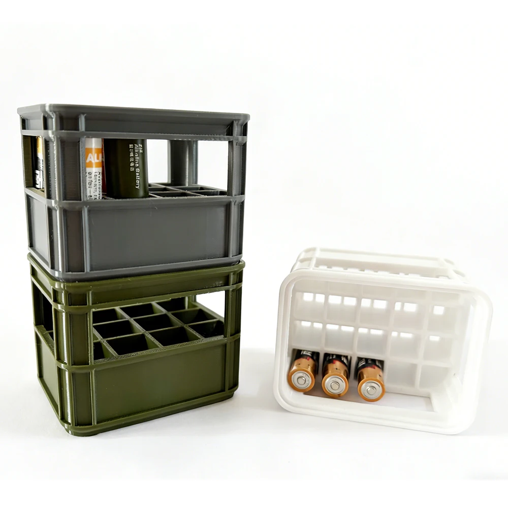 3D Printed Battery Storage Box, DIY Beer Crate Style, Suitable for Aa&Aaa Batteries, Creative Stackable Battery Storage Basket, Storage Box