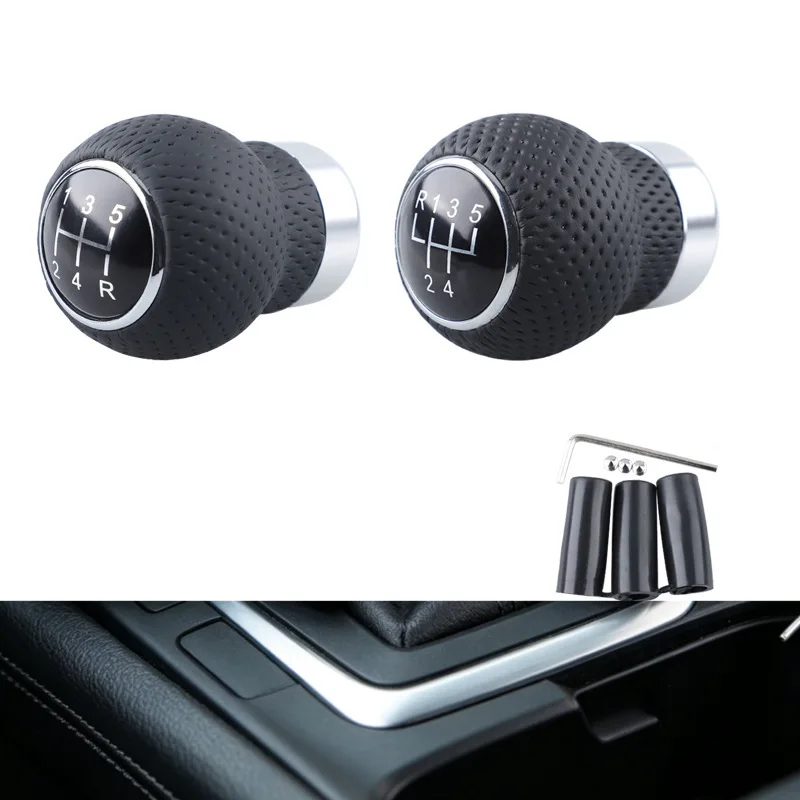 Universal 5 6 Speed Car Aluminum Cover Gear Shifter Knob Manual Automatic Round Ball Shape Shifter Handle Stick Head Lever AT MT