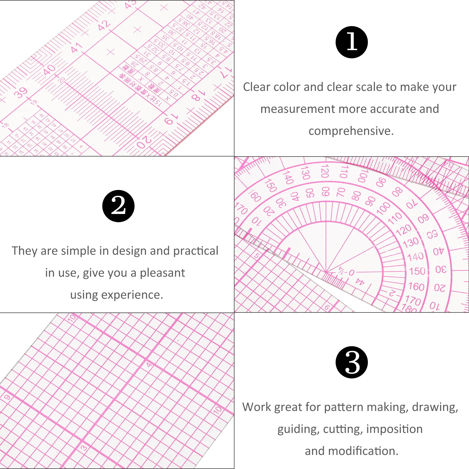 

6Pcs Sewing Rulers Set Multi Function Square Ruler for Garment Design Measuring Drafting Crafting Sewing Supplies