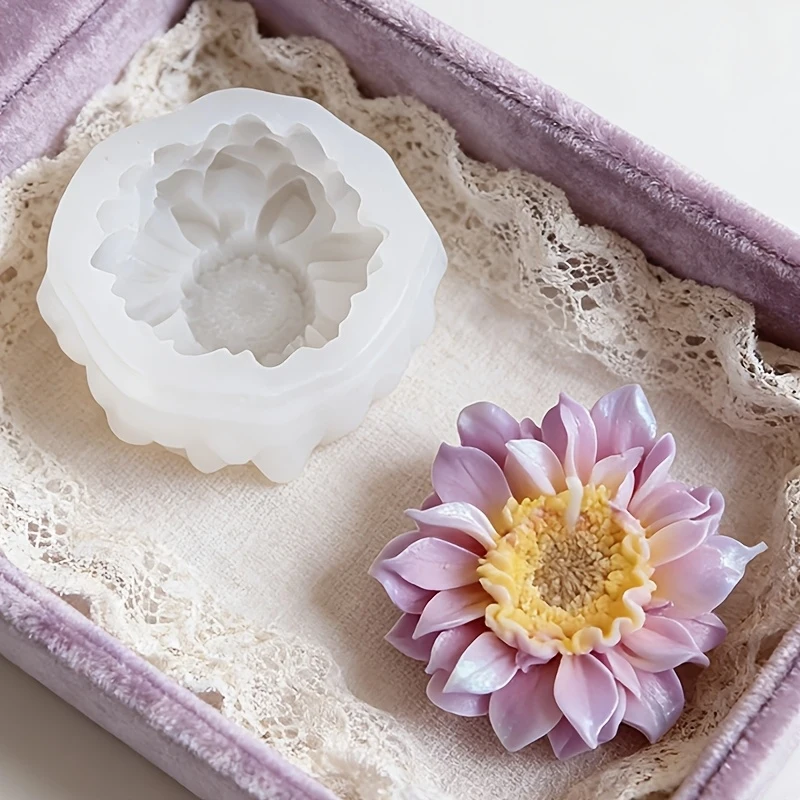 1 große Dahlien-Silikonform, DIY-Kunstkerze, handgemachte Seife, Harzornament, Feng-Shui-Heimdekoration, Muttertags- und Valentinstagsdekoration.
