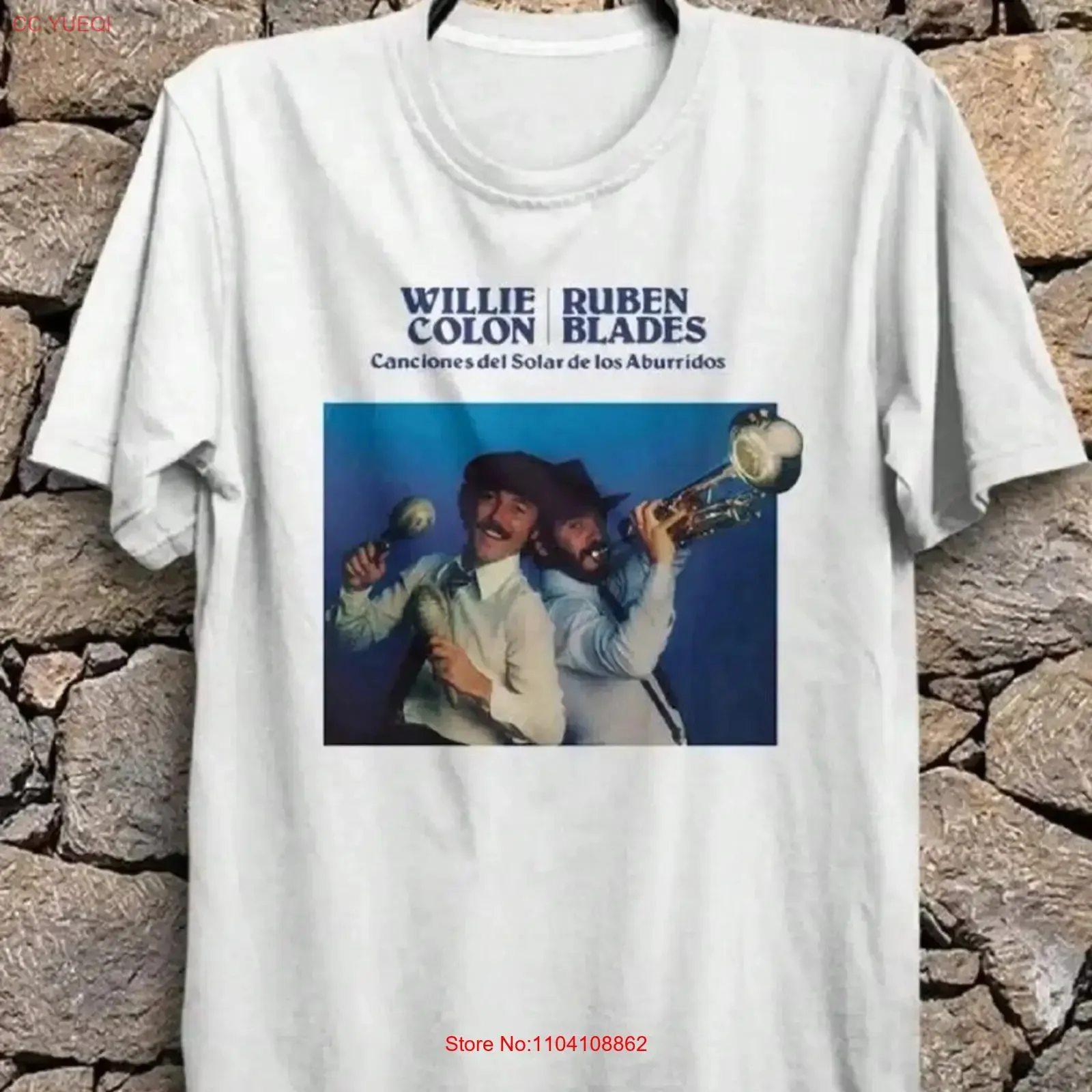 Camiseta Clásica Unisex de Willie Colón, Talla Completa MA038, Estilo Vintage Lavado, Suave, Casual, Versátil, Ligeramente Urbano para Hombre