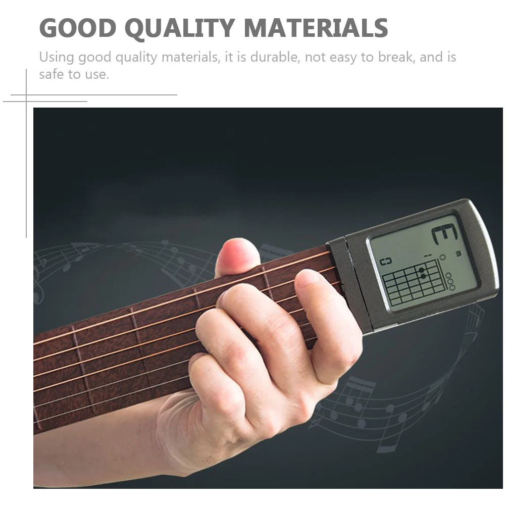 Electronic Screen Guitar Portable Pocket Guitar for Beginner Black Chord Trainer Practice Tool Improves Finger Dexterity Safe