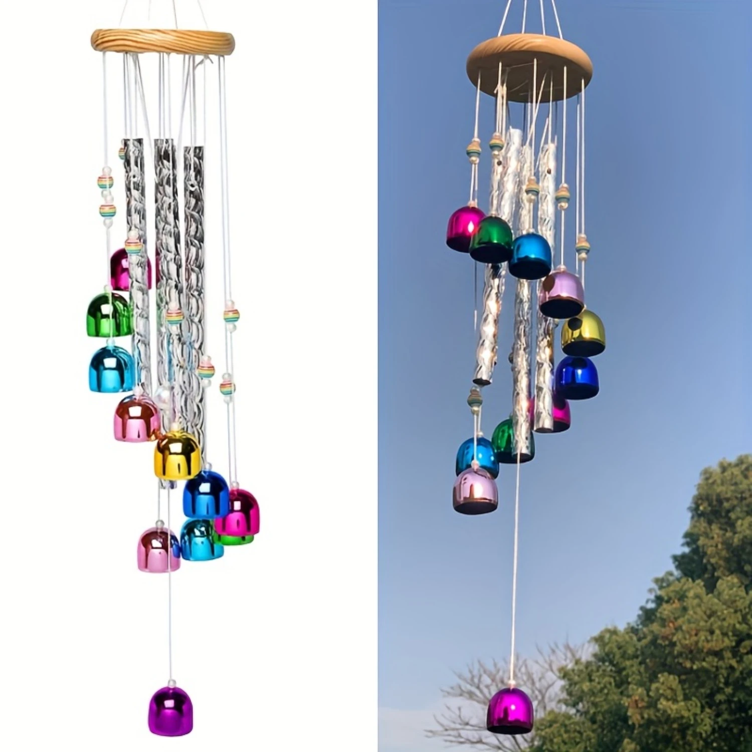 Colorful Wind Chimes with Aluminum Tubes and Bells for Garden Yard Patio Decor